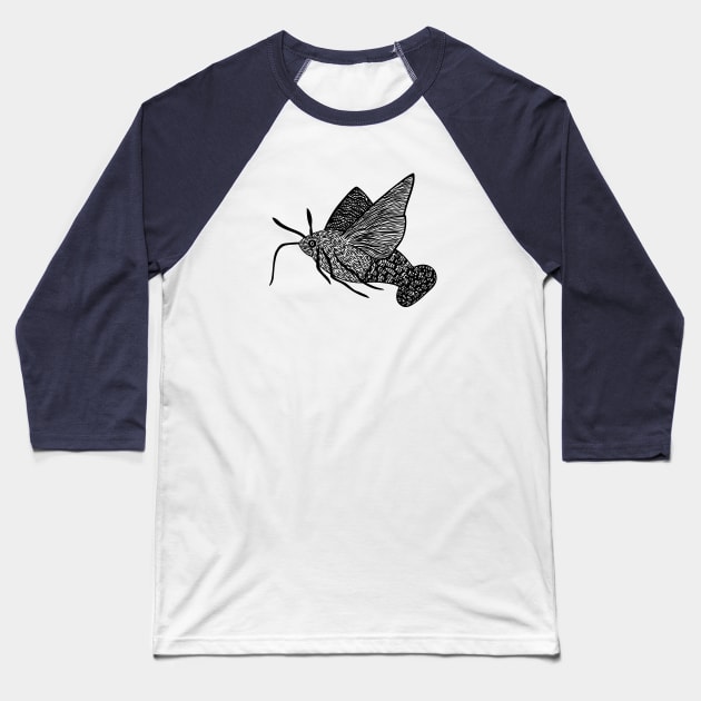 Hummingbird Hawk-Moth - flying insect design - on white Baseball T-Shirt by Green Paladin